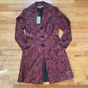Vintage Allen Schwartz Red & Black Paisley Button Down Jacket Size 8